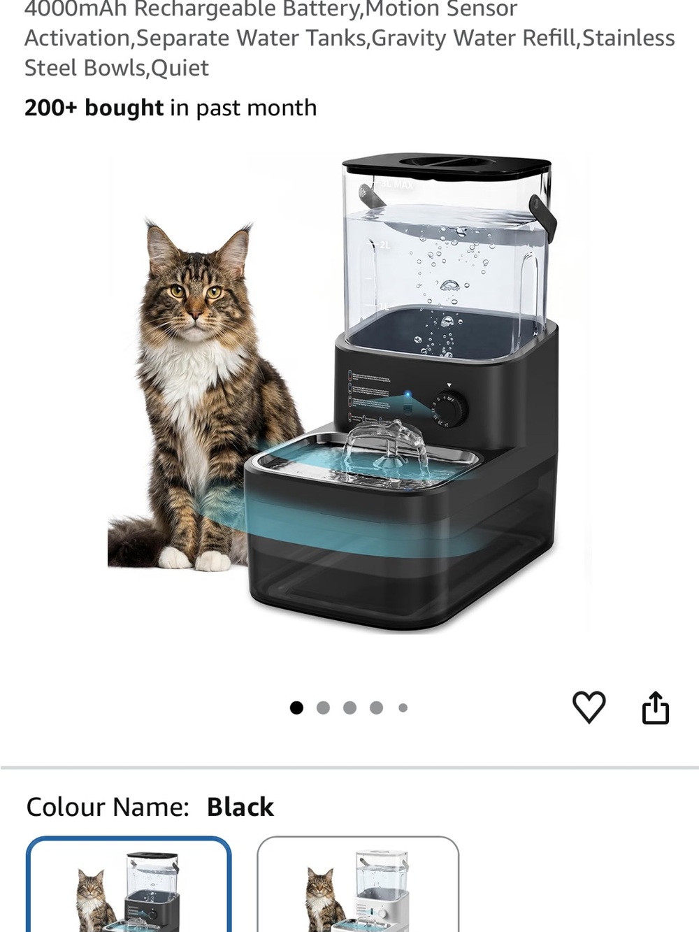 New Automatic Cat Water Fountain - Black